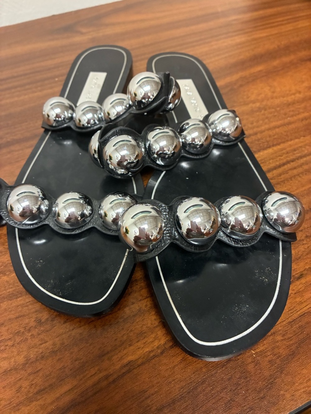 NWOT Zara Basic Sandals with Metallic Spheres